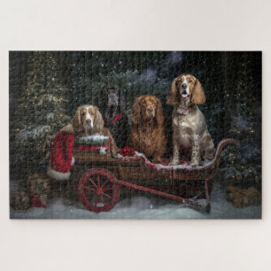 Puzzle Cocker Spaniel Traîneau enneigé Décor de Noël 
