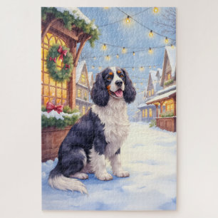 Puzzle Cocker Spaniel Village enneigé Art de Noël