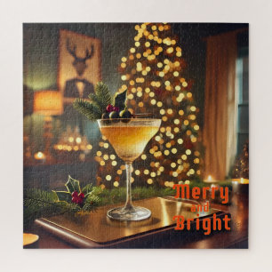 Puzzle Cocktail de Noël du milieu du siècle Merry & Brigh
