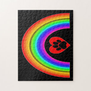 Puzzle Coeur Avec Paw Sous Un Arc En Ciel