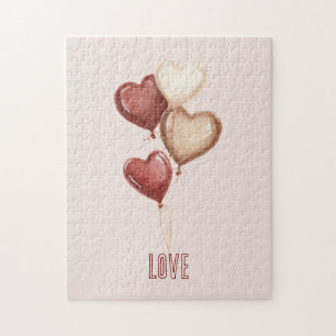 Puzzle Cœur Ballons Amour Rouge Crème Blush 