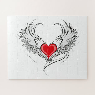 Puzzle Cœur d'ange rouge avec des ailes