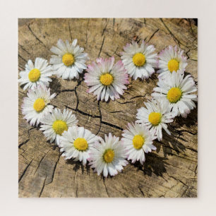 Puzzle Coeur de marguerite - Amour - Personnalisab