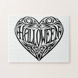Puzzle Cœur d'Halloween, Cœur noir, Vacances
