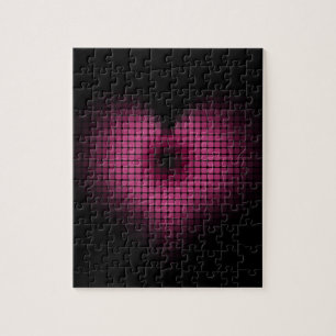 Puzzle Coeur en mosaïque rose et noire