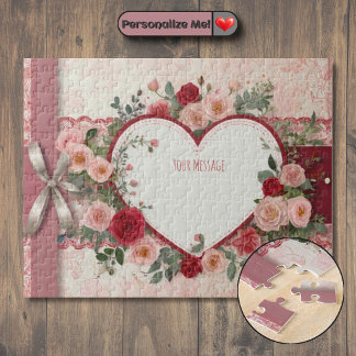Puzzle Cœur et Rose Personnalisables