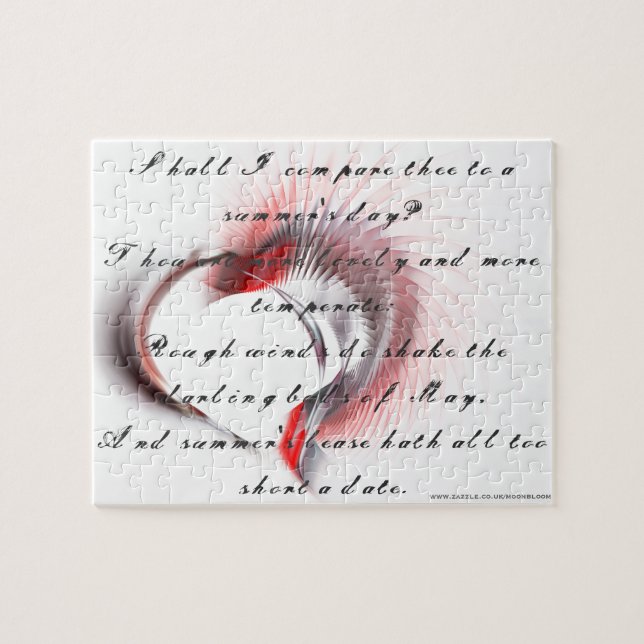 Puzzle Coeur métallique avec sonnet de Shakespeare 18 (Horizontal)