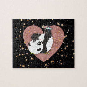 Puzzle Coeur mignon d'ours panda pour des amoureux des