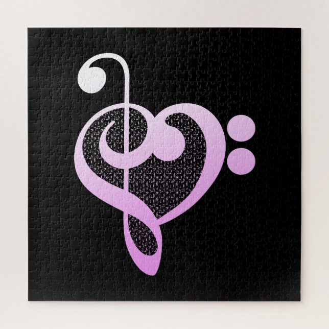 Puzzle Coeur musicien de musique rose (Vertical)