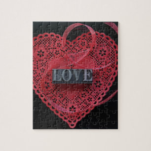 Puzzle Coeur rouge doy avec mot d'amour