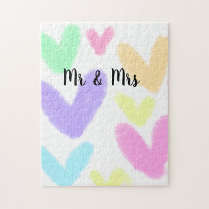 Puzzle Cœur simple style de texte minimal mariage M & Mme