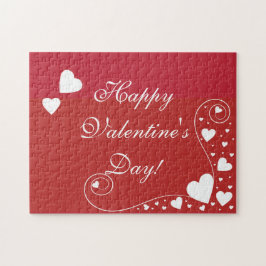 Puzzle Coeurs blancs en rouge
