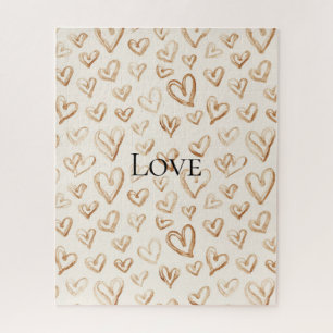Puzzle Cœurs bruns crème Saint-Valentin
