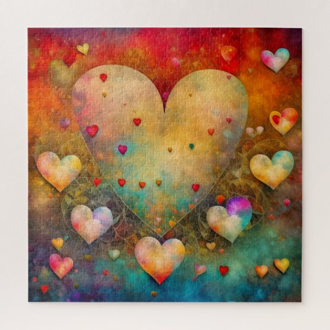 Puzzle Coeurs de cache en papier Abstraits (Vertical)