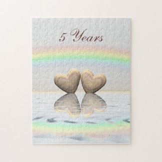 Puzzle Coeurs en bois du 5e anniversaire