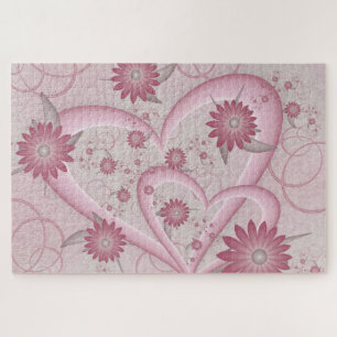 Puzzle Coeurs et fleurs Abstraits roses Aimer l'art fract