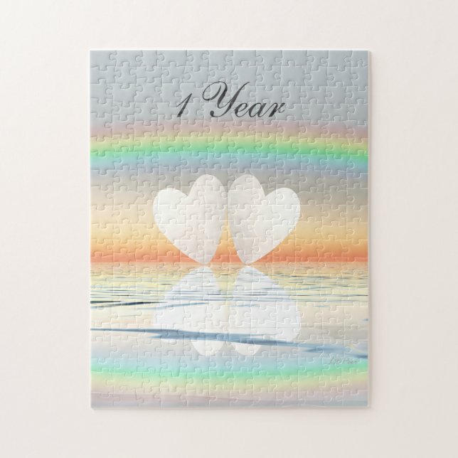 Puzzle Coeurs papier du 1er anniversaire (Vertical)