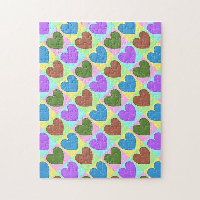 Puzzle Cœurs pastel de Pop Art colorés (Vertical)