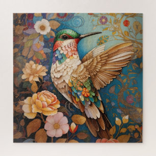 Puzzle Colibri coloré à motifs volants