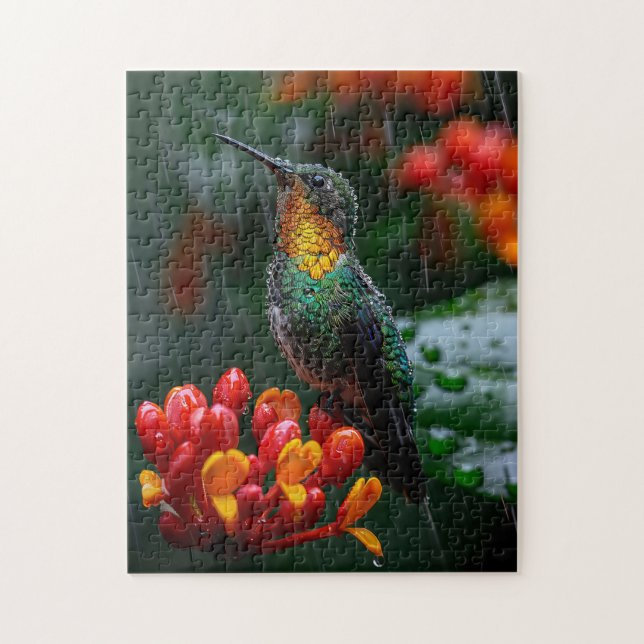 Puzzle Colibri perché sur une fleur vive (Vertical)