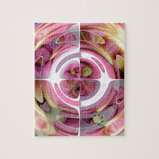 Puzzle Collage abstrait de mandarine et de rose (Vertical)
