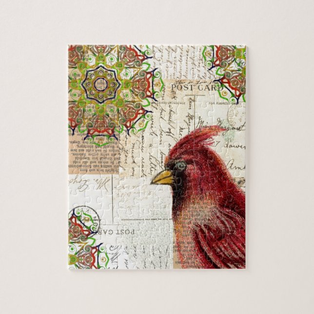 Puzzle Collage Cardinal et Ephemera (Vertical)