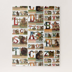Puzzle Collage d'alphabet d'animaux vintage coloré