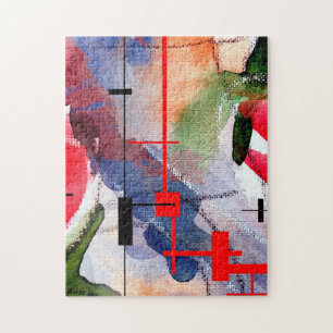 Puzzle collage d'art abstrait, médias mélangés et