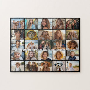 Puzzle Collage de 25 photos - Texte personnalisé - Noir