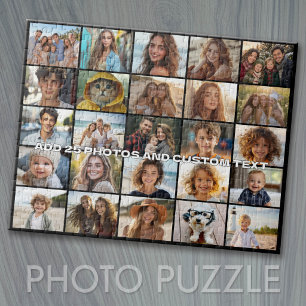 Puzzle Collage de 25 photos - Texte personnalisé - Noir