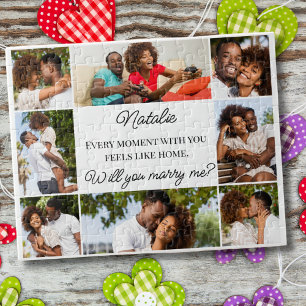 Puzzle Collage de 8 photos personnalisé Veux-tu m'épouser