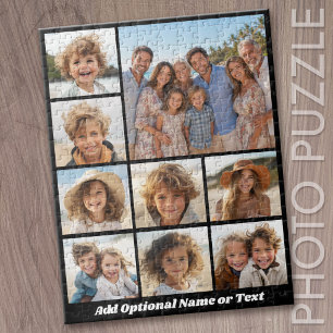 Puzzle Collage de 9 photos en noir et blanc avec monogram
