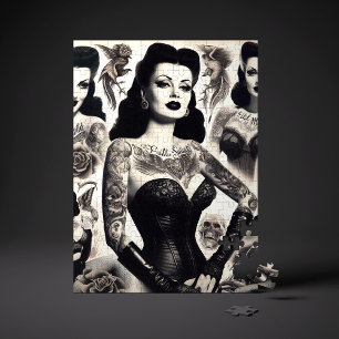 Puzzle Collage de femme gothique tatouée vintage