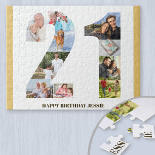 Puzzle Collage de photos d'anniversaire 21 ans Neutre Num
