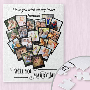 Puzzle Collage de photos de cœur Je t'aime Épouse-moi