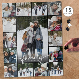 Puzzle Collage de photos de famille Écriture moderne 15 P