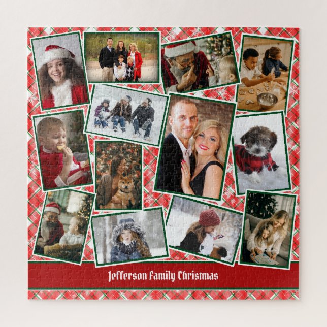 Puzzle Collage de photos de famille Rouge Vert Blanc Noël (Vertical)