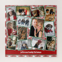Collage de photos de famille Rouge Vert Blanc Noël