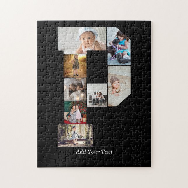 Puzzle Collage de photos de lettre noir et blanc P (Vertical)