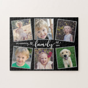 Puzzle Collage de photos des coeurs de script familial