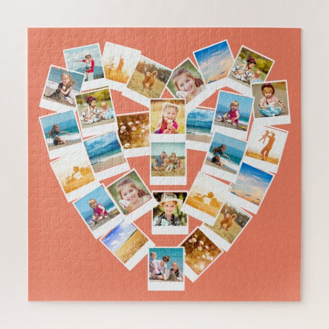 Puzzle Collage de photos en forme de coeur Photos de fami (Vertical)