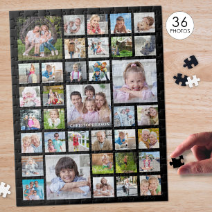 Puzzle Collage de photos Nom de famille ou Titre Noir