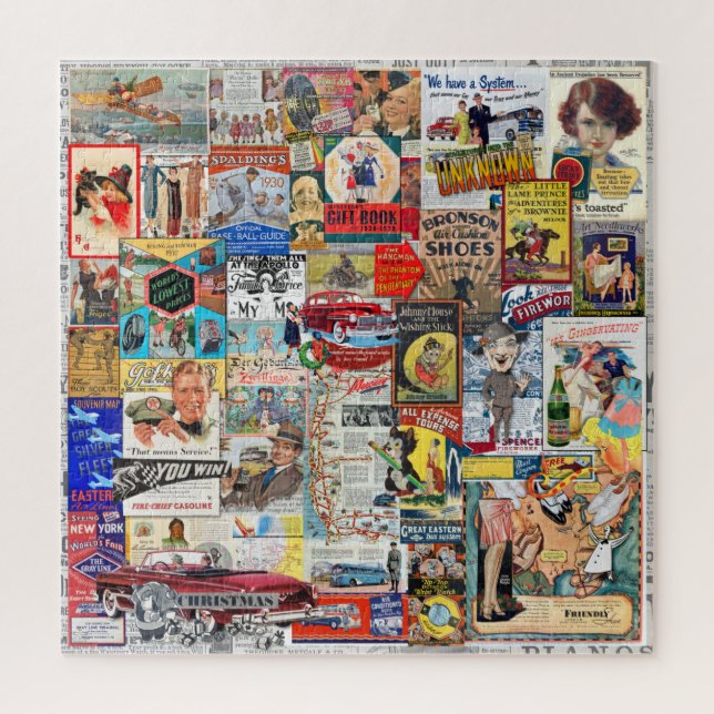 Puzzle COLLAGE DE PUBLICITÉ vintage, EMBALLÉ ! (Vertical)