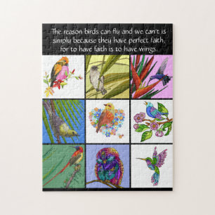 Puzzle Collage d'oiseaux et citation, Amateurs d'oiseaux