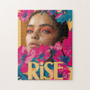 Puzzle Collage d'une femme avec des fleurs vibrantes