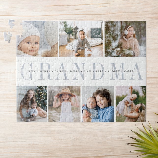 Puzzle Collage Personnalisé Grandma 7 Photo Grandchildren (Créateur téléchargé)