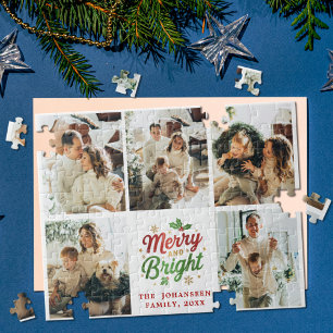 Puzzle Collage photo de famille joyeuse et brillante Noël
