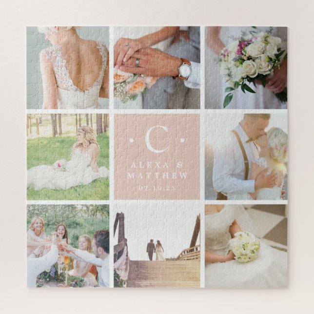 Puzzle Collage photo de monogramme de mariage personnalis (Vertical)