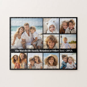 Puzzle Collage Photo Noir 9 - texte blanc - grille tendan