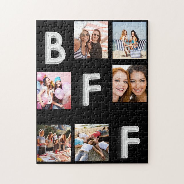 Puzzle Collage photo noir argent ami BFF (Vertical)
